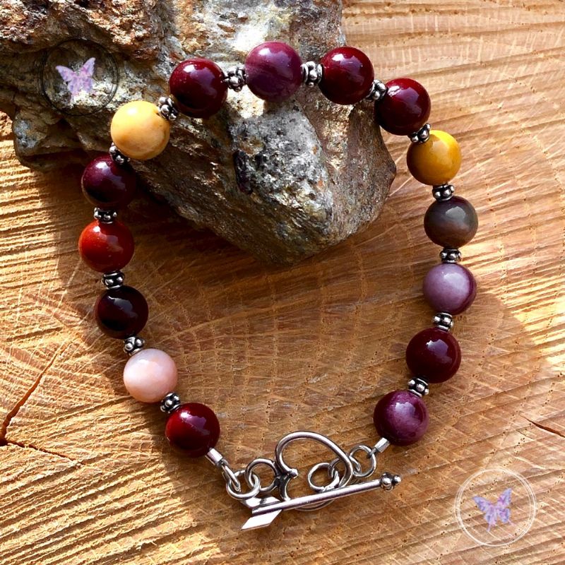 Mookaite Bracelet with Silver Heart Toggle Clasp